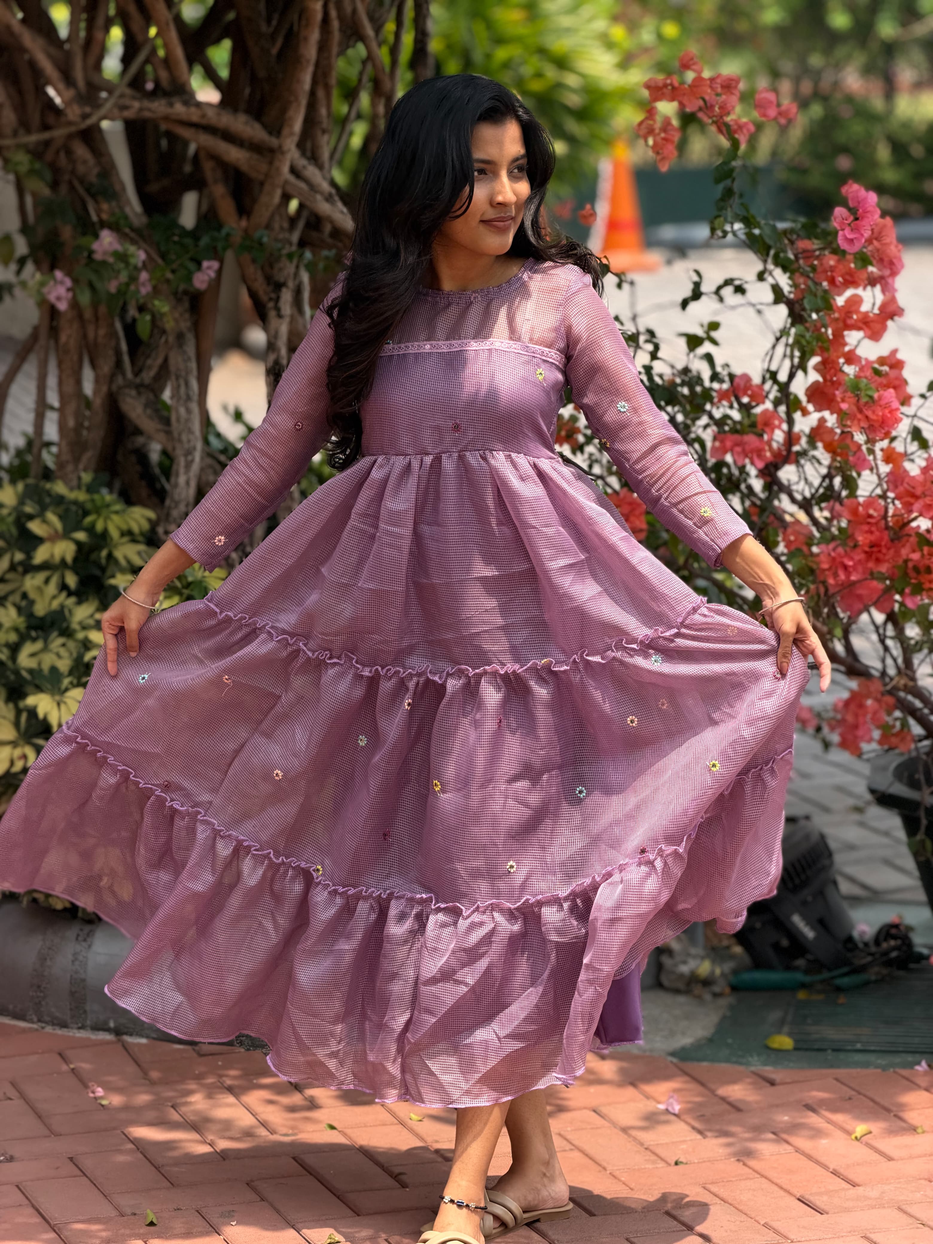 [PBC1017] – Dusty Mauve Meadow Jaipur Soft Cotton | Made-to-Order