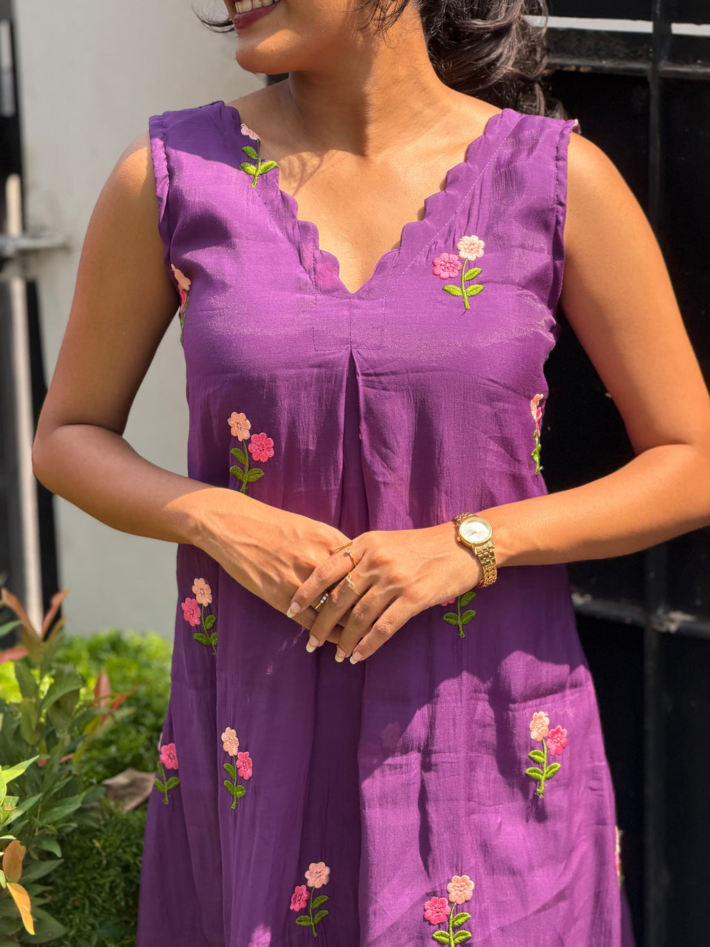 [PBC1018] – Royal Violet Embroidered Mul Chanderi | Made-to-Order