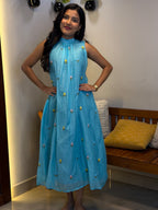 [PBC1004] – Sky Blue Embroidered Mul Chanderi | Made-to-Order