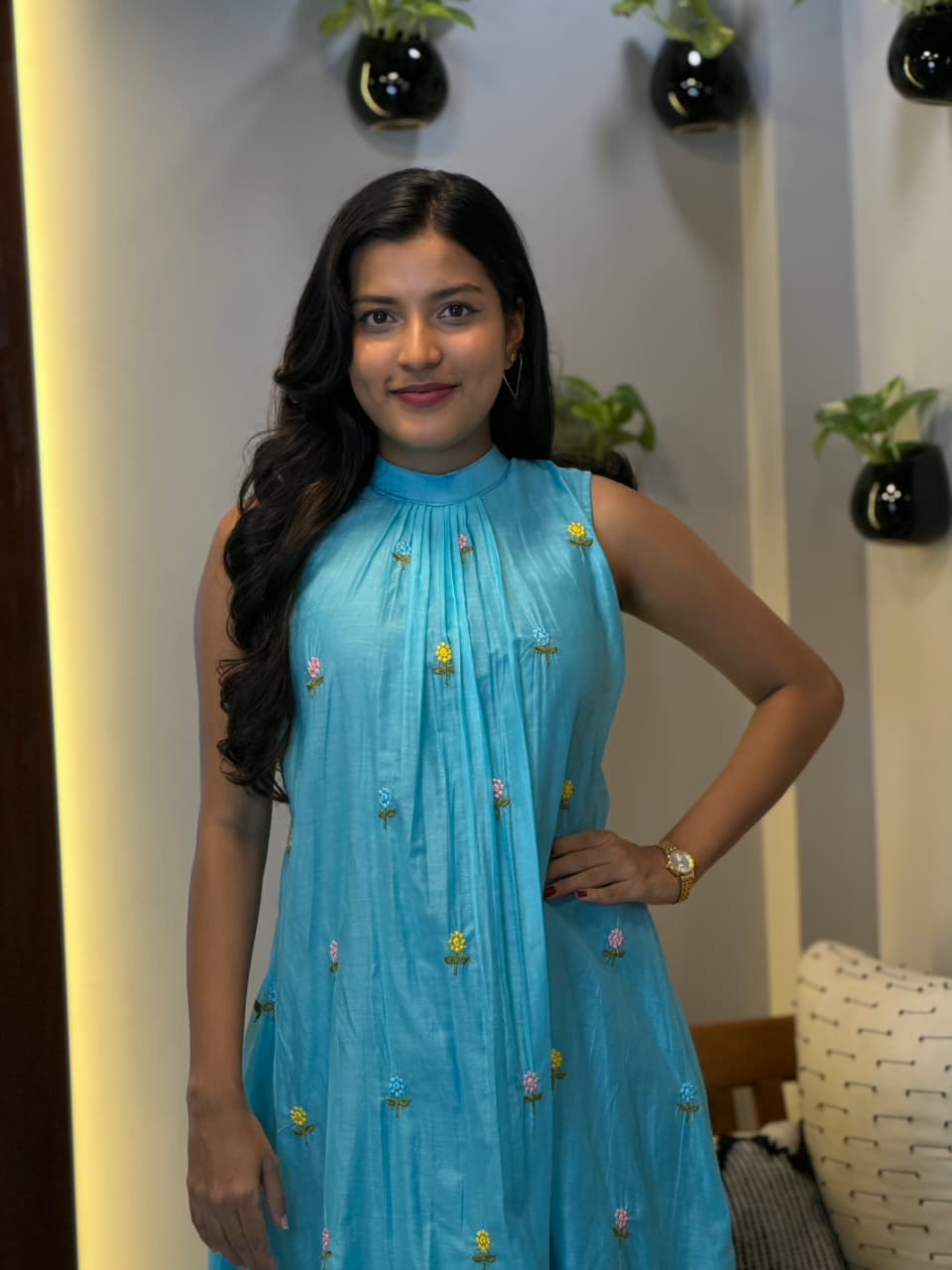 [PBC1004] – Sky Blue Embroidered Mul Chanderi | Made-to-Order