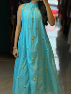 [PBC1004] – Sky Blue Embroidered Mul Chanderi | Made-to-Order