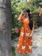 [PBC1021] – Rust Orange Botanical Jaipur Soft Cotton | Made-to-Order