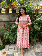 [PBC1011] – Dusty Rose Block Floral Jaipur Soft Cotton | Made-to-Order