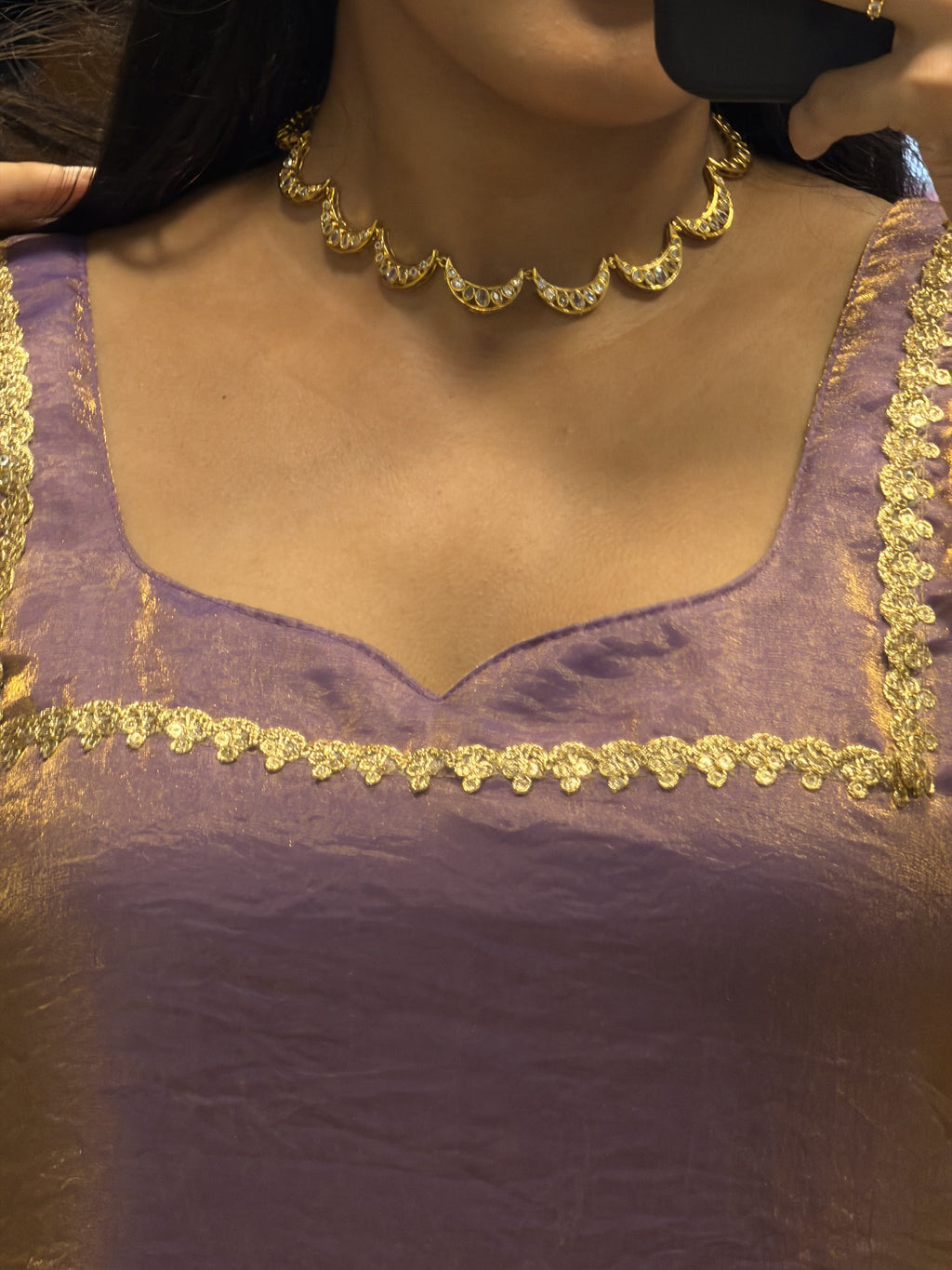 [PBC1012] – Lavender Gold Fendi Organza | Made-to-Order