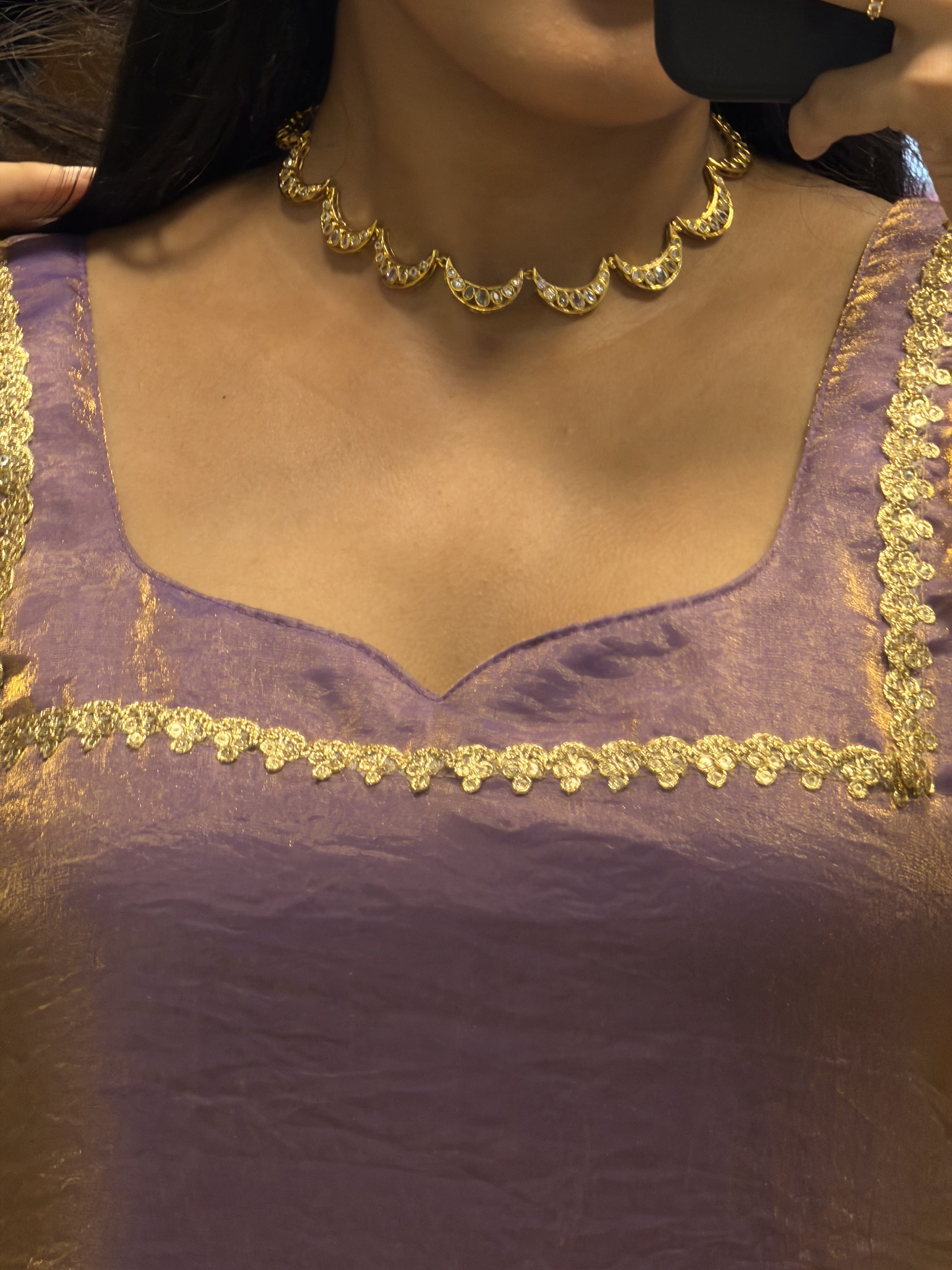[PBC1012] – Lavender Gold Fendi Organza | Made-to-Order