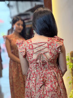 [PBC1036] Rust Paisley Hand-Block Jaipur Soft Cotton – back view showing the fabric's paisley print