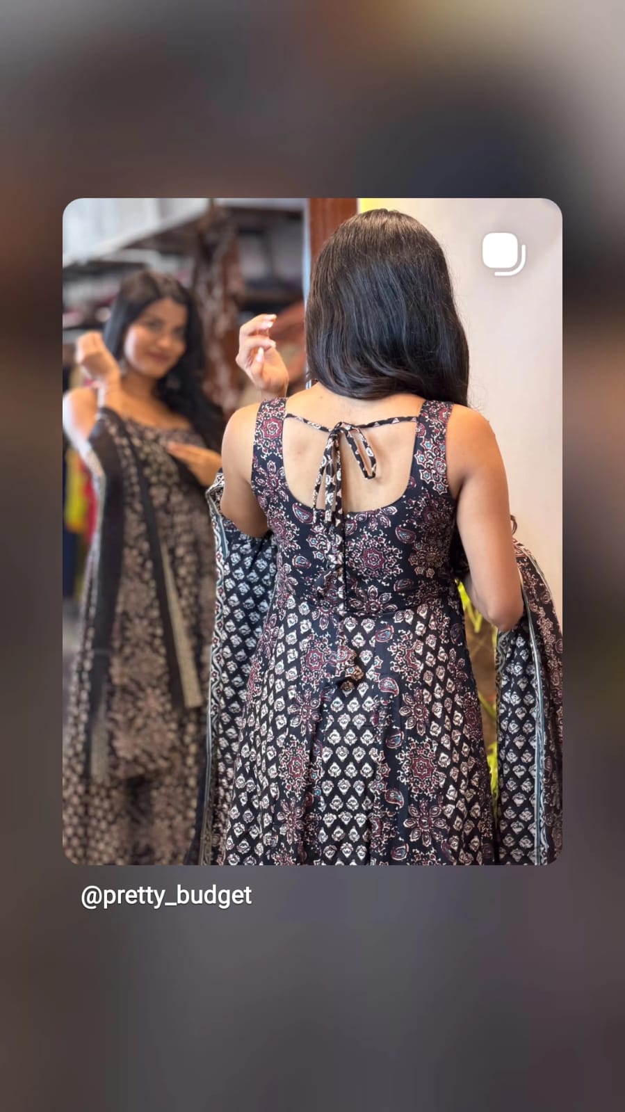[PBC1047] Black Ajrakh Paisley Jaipur Soft Cotton – back view showing the tie-back neckline