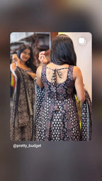 [PBC1047] Black Ajrakh Paisley Jaipur Soft Cotton – back view showing the tie-back neckline