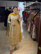 [PBC1062] Marigold Floral Boota Jaipur Soft Cotton – full-body front with dupatta