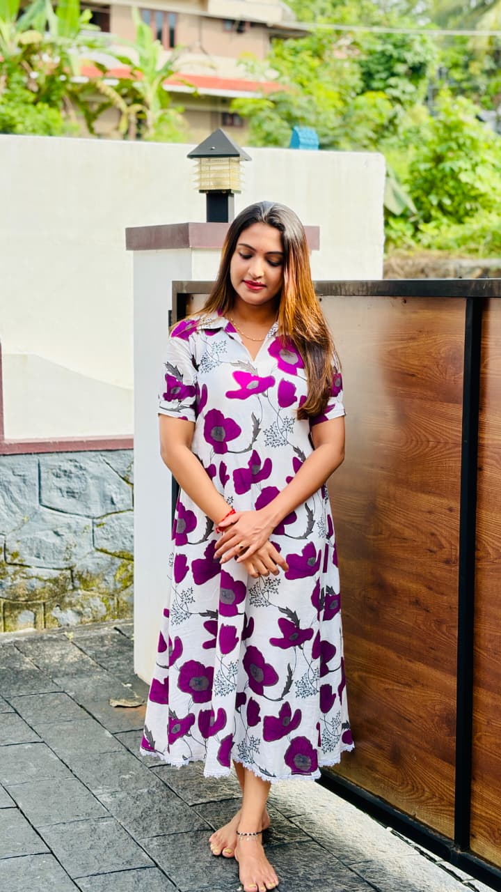 [PBC1065] Magenta Poppy Jaipur Soft Cotton – full-body front looking down