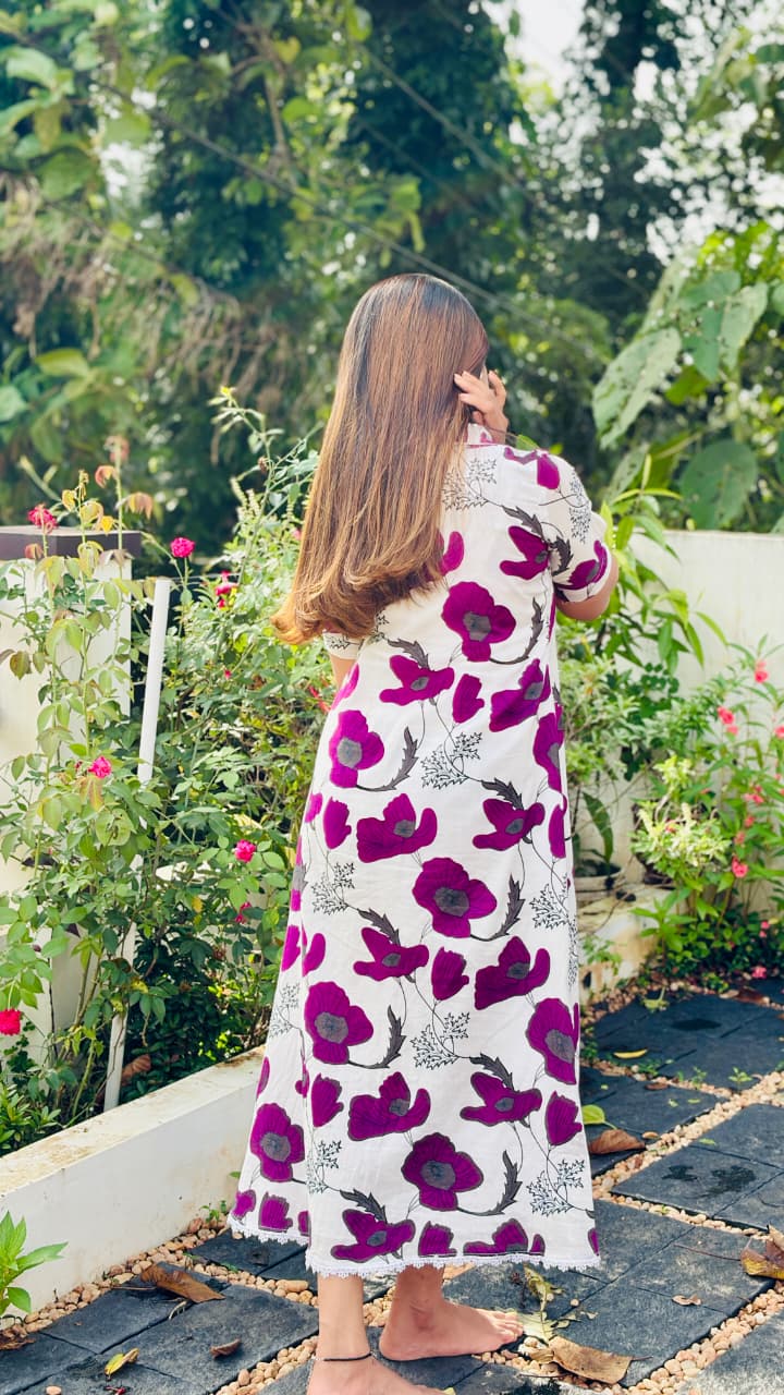 [PBC1065] Magenta Poppy Jaipur Soft Cotton – full-body back