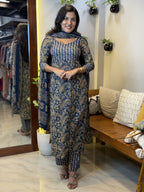 [PBC1066] Indigo Ajrakh Paisley Jaipur Soft Cotton – full-body front view