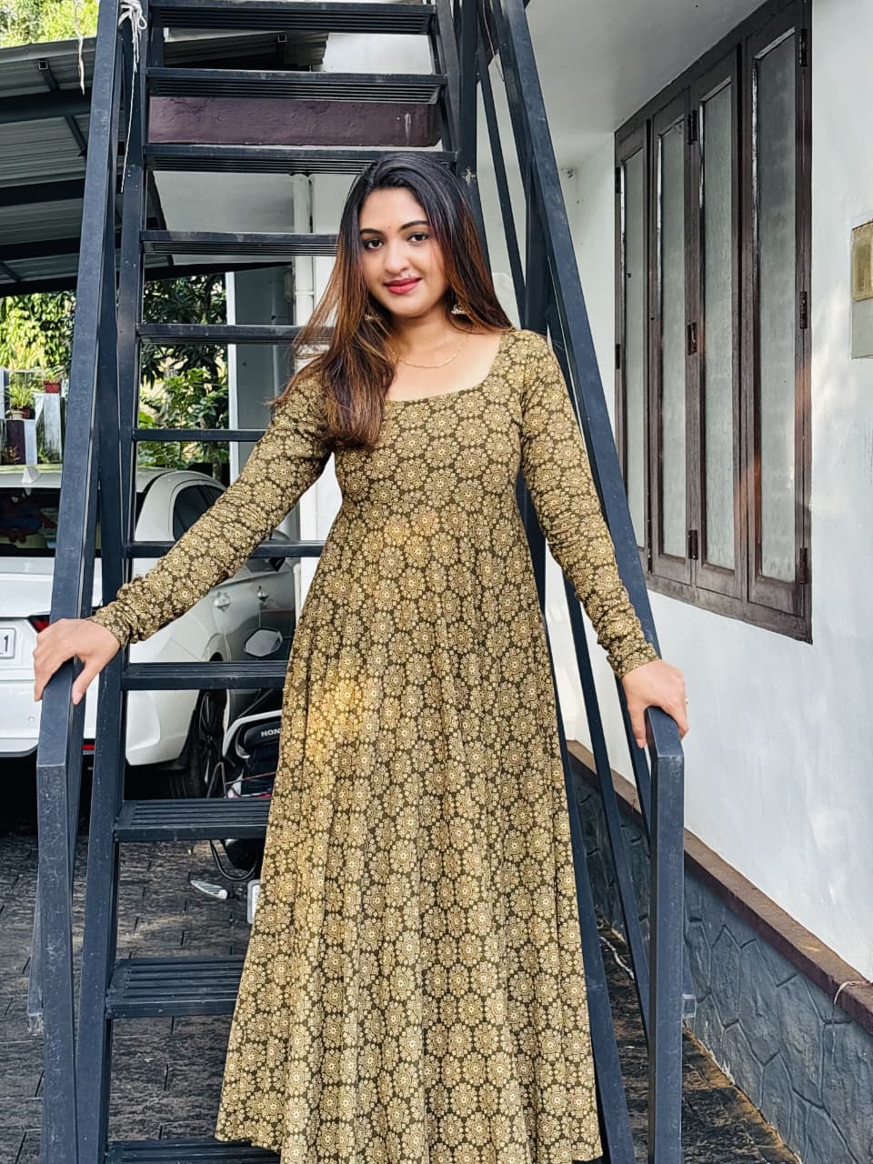 [PBC1067] Olive Medallion Booti Jaipur Soft Cotton – full-length front view
