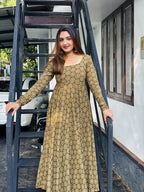 [PBC1067] Olive Medallion Booti Jaipur Soft Cotton – full-length front view