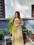 [PBC1067] Olive Medallion Booti Jaipur Soft Cotton – full-length flowing pose