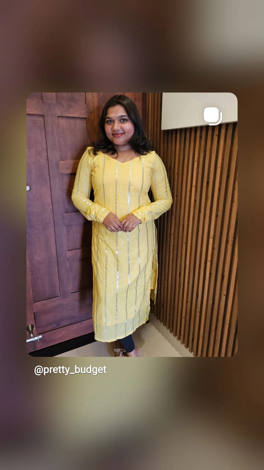 [PBC1070] Lurex Stripe Jaipur Soft Cotton – Yellow colourway, full-length front view