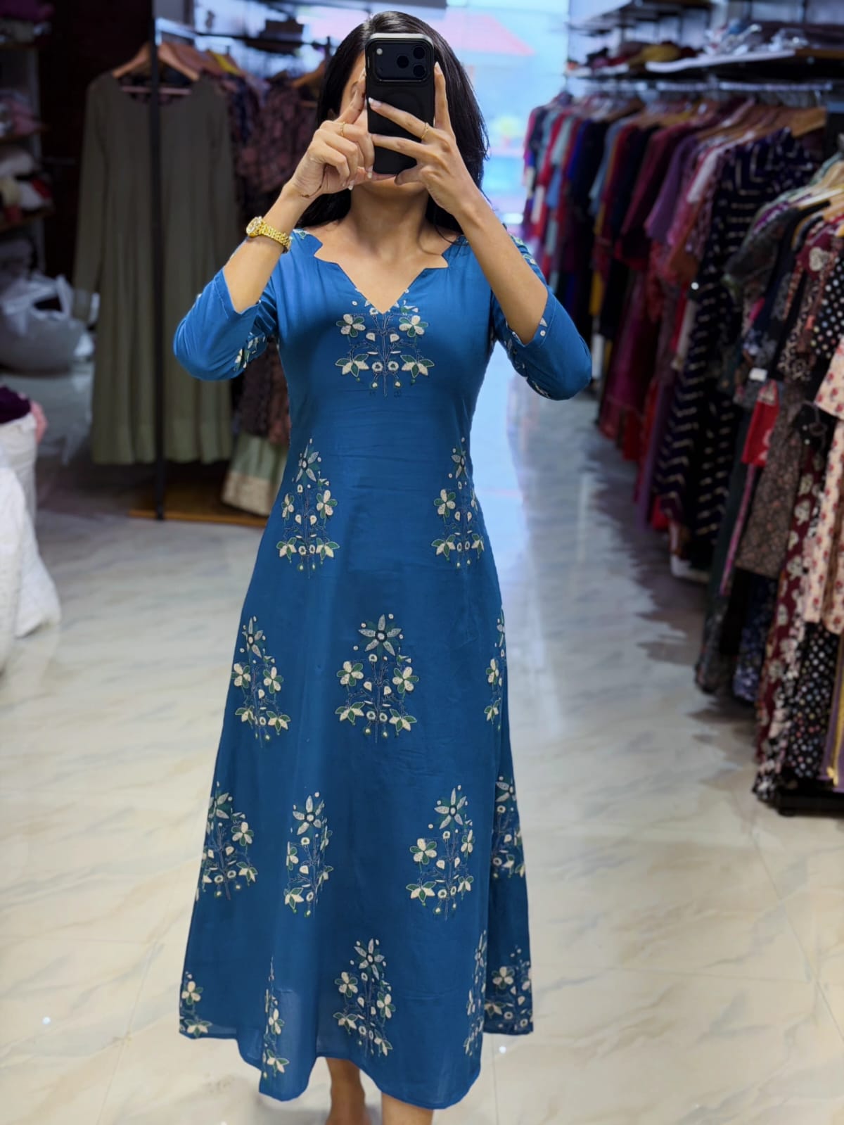 [PBC1003] – Teal Floral Jaipur Soft Cotton | Made-to-Order